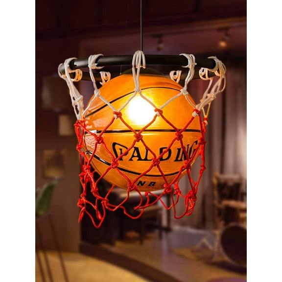 MORE CHANGE Creative Basketball Hanging Light Fixtures Pendant Lighting Chandelier Lamps, Ceiling Lights with Glass Lampshade for Children Bedroom Reataurant Bar Shops