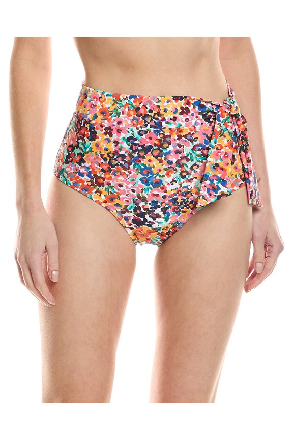 womens  Side Tie High-Waist Bikini Bottom, s, Blue