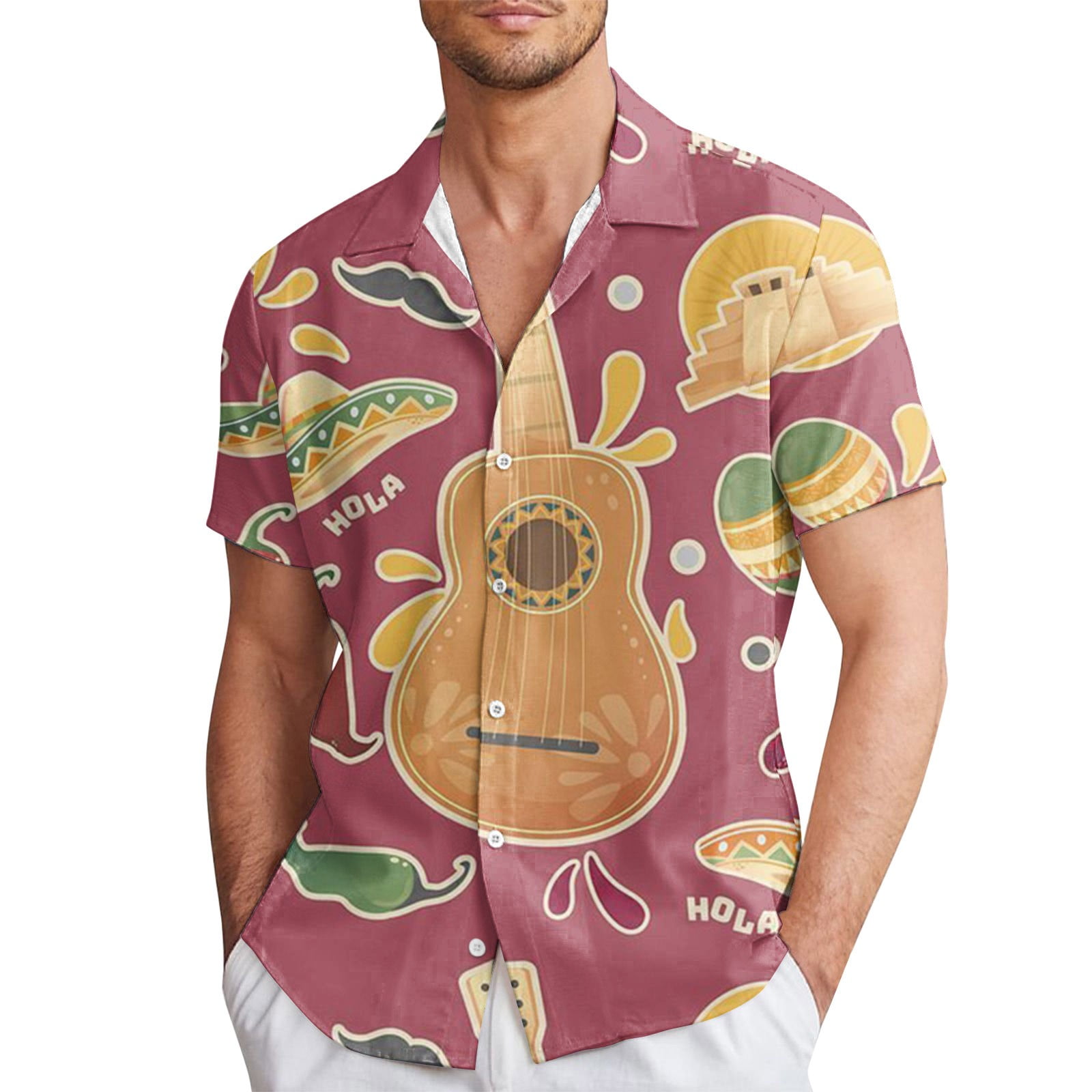 CHANGMOO Beach Polo Shirts for Men Big and Tall Untucked Shirts for