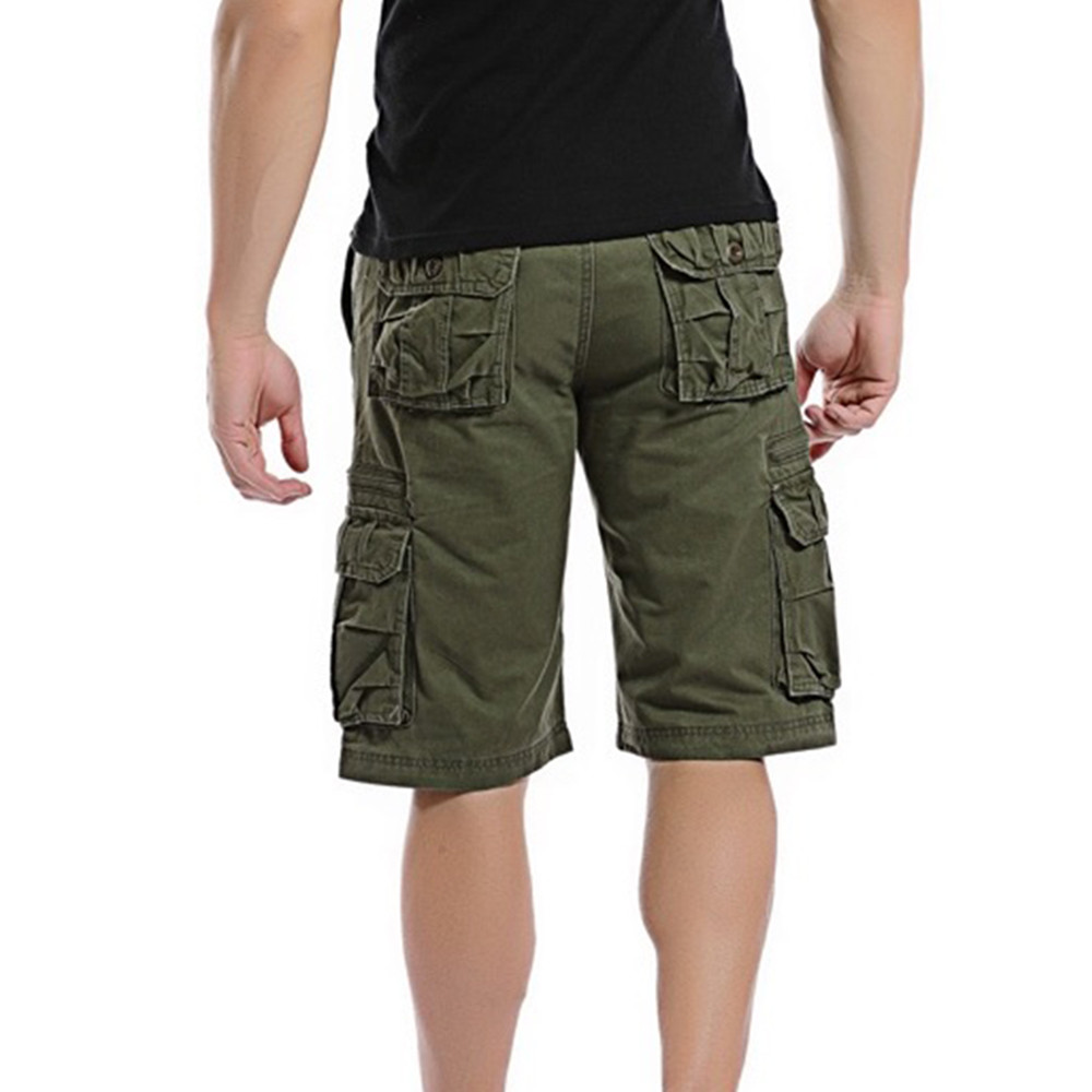 CHANGMOO Elastic Waist Cargo Shorts for Men - Multi Pockets Classic Fit ...