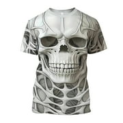 CHANGMOO Grafic Teeshirts for Men - Skull Print Mens Graphic Shirt Loose Cotton Tshirts Mens Mens Graphic T-Shirts Funny Men's Short Sleeve T-shirt