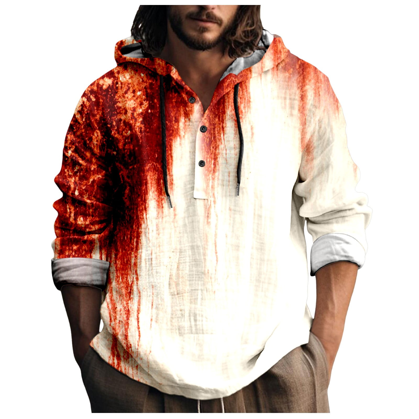 CHANGMOO Shirts Letter Print Bowling Shirts for Men Oversized Long