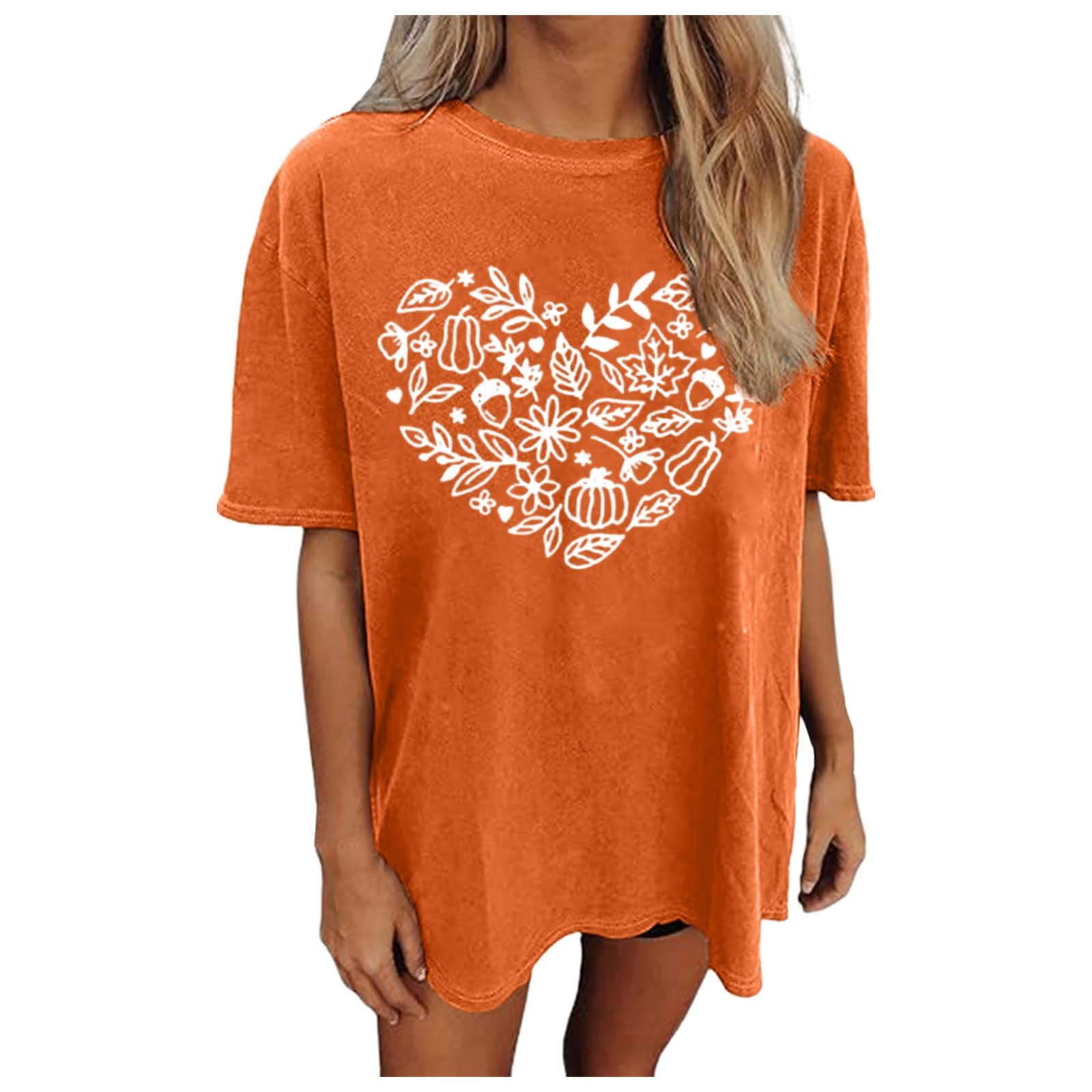 CHANGMOO Halloween Shirts for Women Plus Size Halloween Pumpkin TShirt