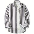 CHANGMOO Long Sleeves Shirt for Men Casual Loose Plus Size Striped