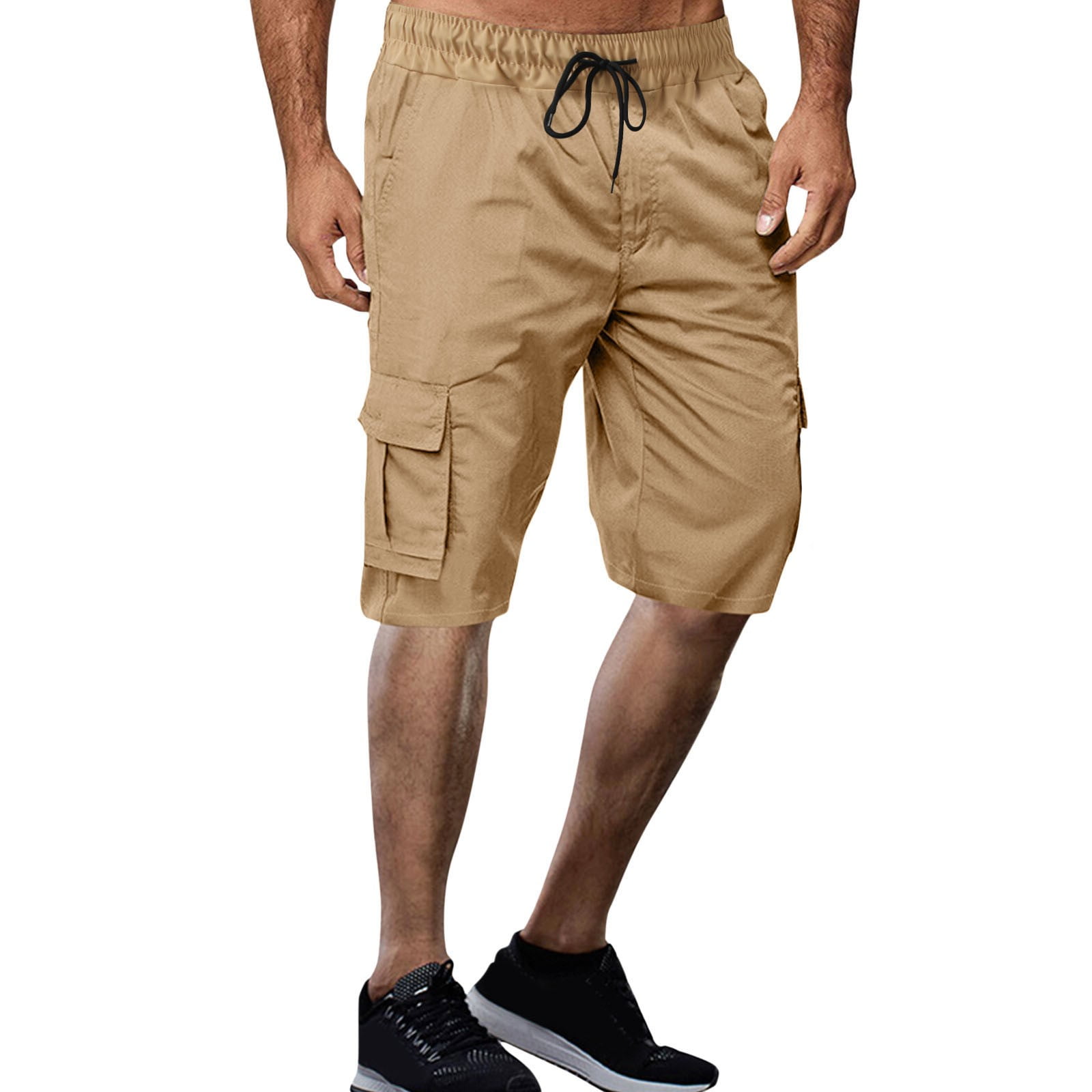 CHANGMOO Mens Cargo Shorts Elastic Waist Multi Pockets Stretch Active