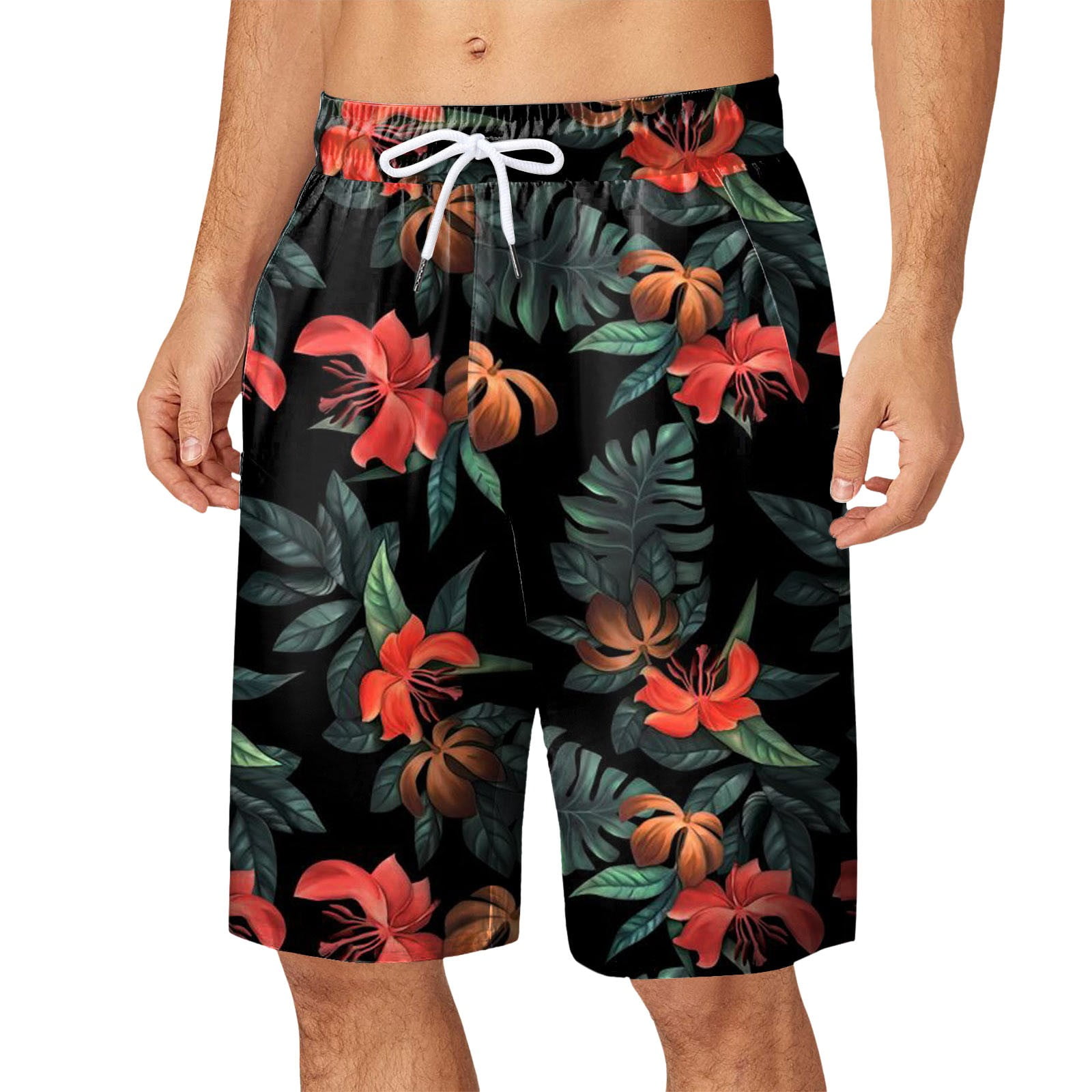 CHANGMOO Mens Swim Shorts - Print Beach Elastic Waist Holiday Men'S ...