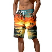CHANGMOO Mens Swim Trunks With Boxer Brief Liner - Print Beach Breathable Holiday Silkies Shorts Men Mens Board Shorts Long