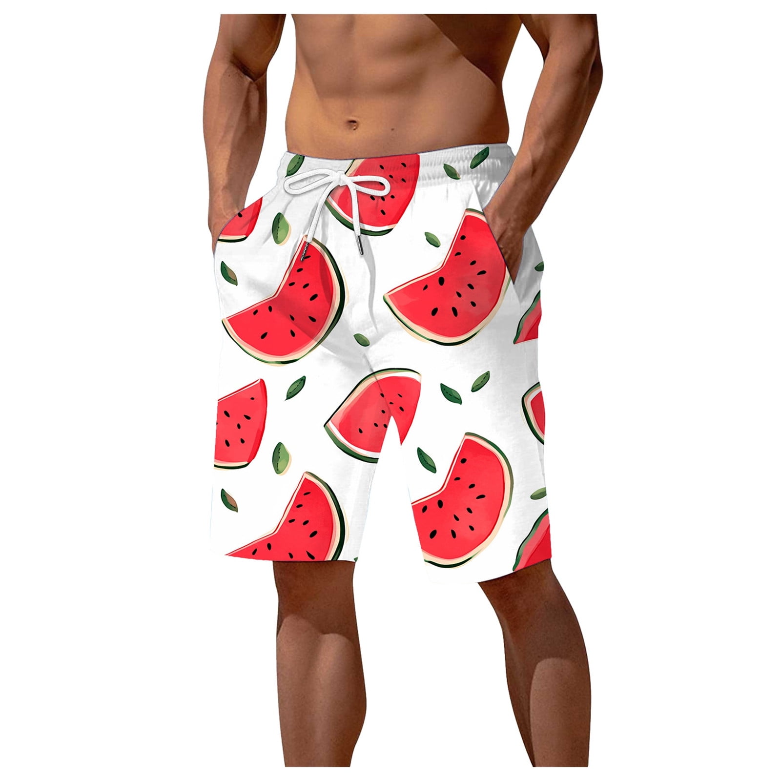CHANGMOO Mens Swim Trunks With Boxer Brief Liner Print Board