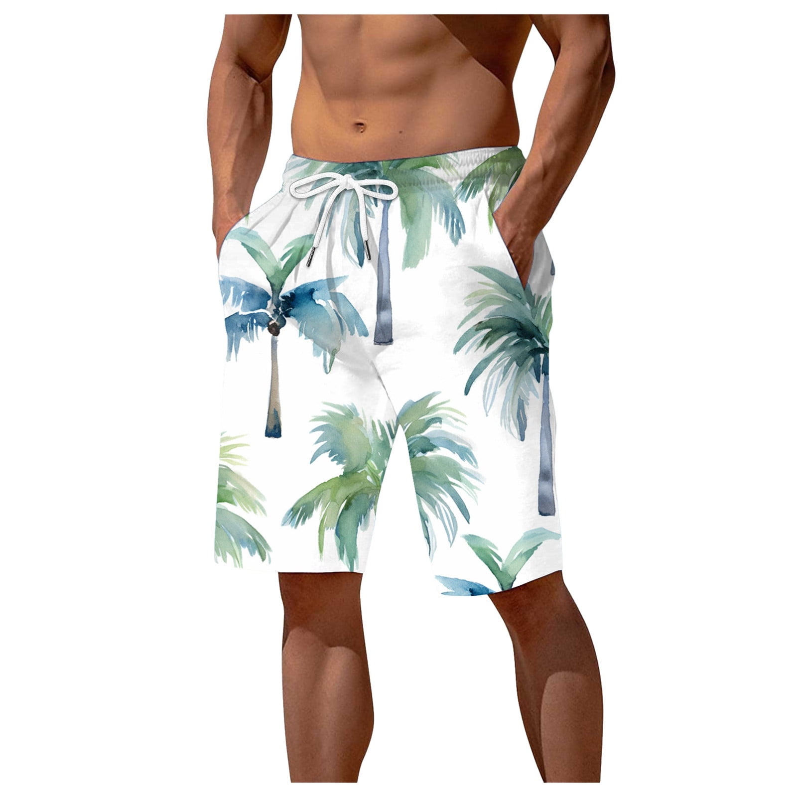 CHANGMOO Mens Swim Trunks With Boxer Brief Liner Print Board Quick