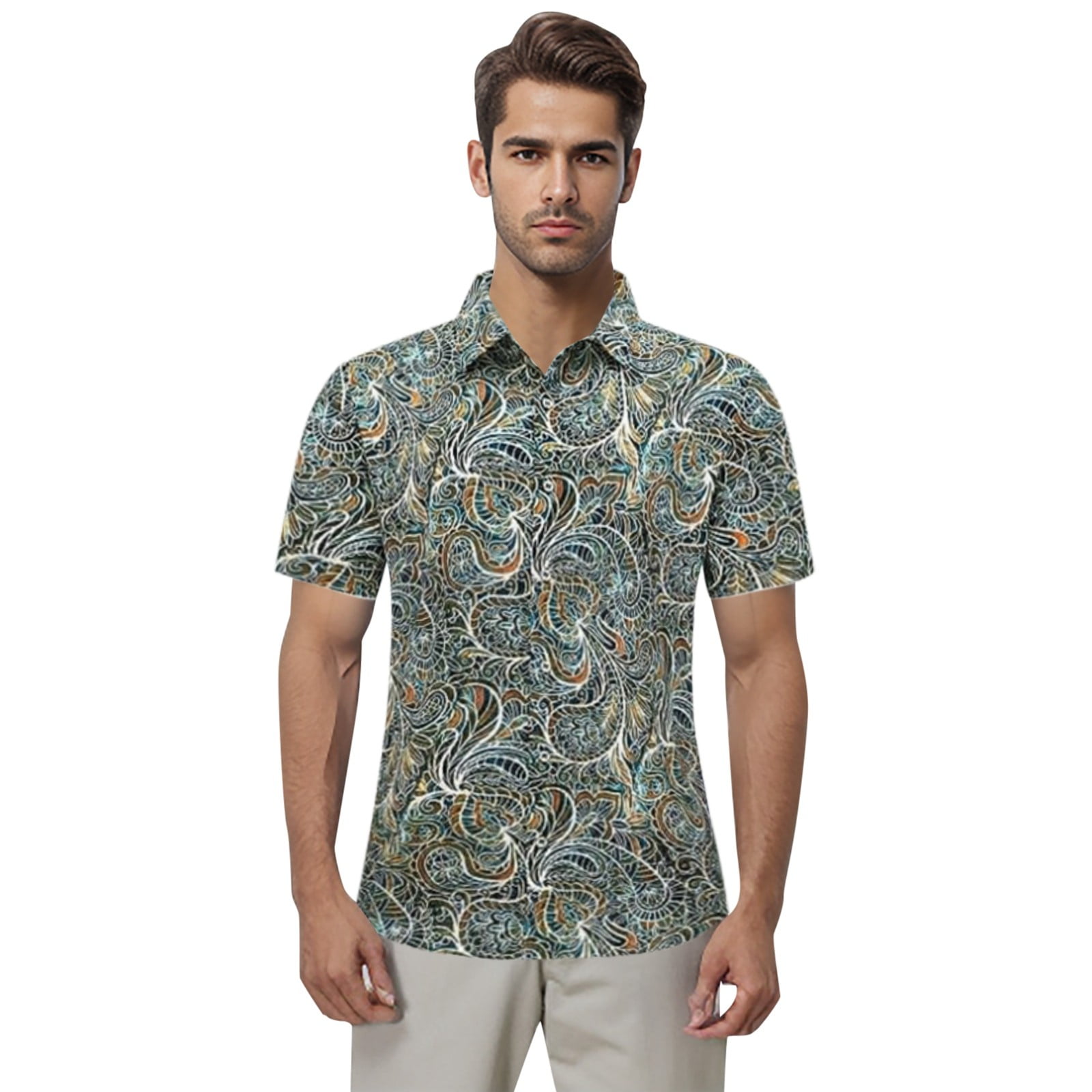 CHANGMOO Slim Fit Hawaiian Shirts for Men Button Down Mens Golf
