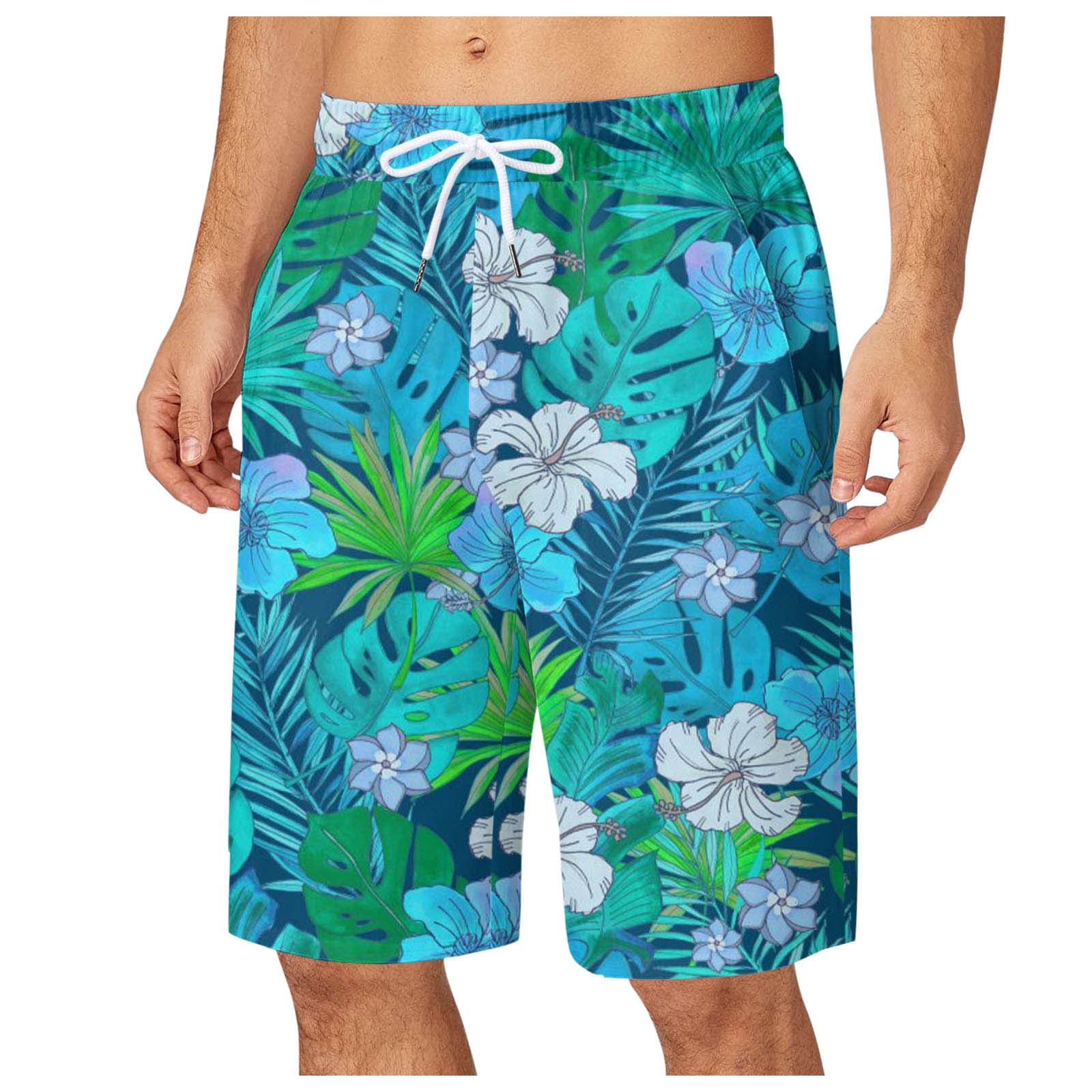 CHANGMOO Swim Shorts Men 5 Inch Print Beach Elastic Waist Loose Mens Swim Trunks 13 Inch Mens