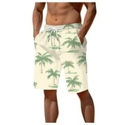 CHANGMOO Swimming Trunks Men - Print Beach Elastic Waist Causal Mens Swimsuits 12 Inch Inseam Mens Board Shorts No Liner