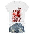 CHANGMOO Womens Plus Size Halloween Shirts Bloody Horror Letter Print
