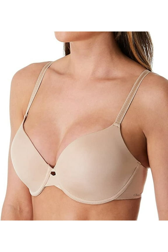 Intimates Beige Deep Plunge Leotard Back Flex Foam Cups Bra 30DD