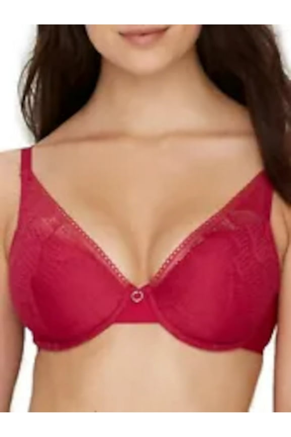 Intimates Pink Plunge Padded Demi Ring Hardware Underwire Bra 34D