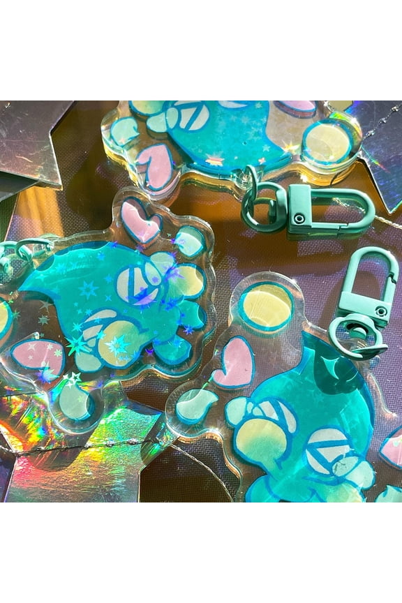 CHAO Sonic the Hedgehog Chao Garden Acrylic Charms! 2.5 one-sided epoxy with star holo effect" (1 keychain)