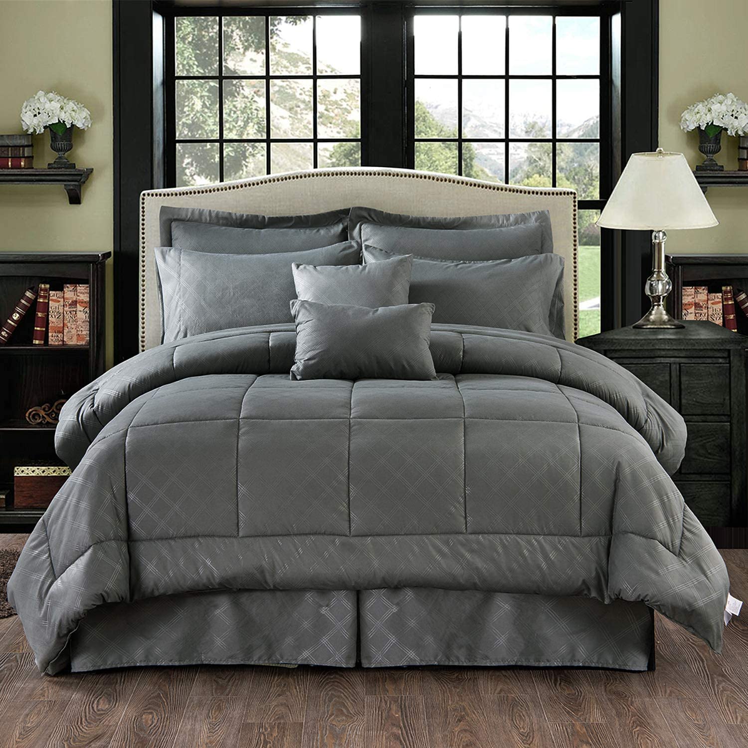 CHAOCHUANG 10 Piece Cal King Comforter Set BedinABag with Sheet Set