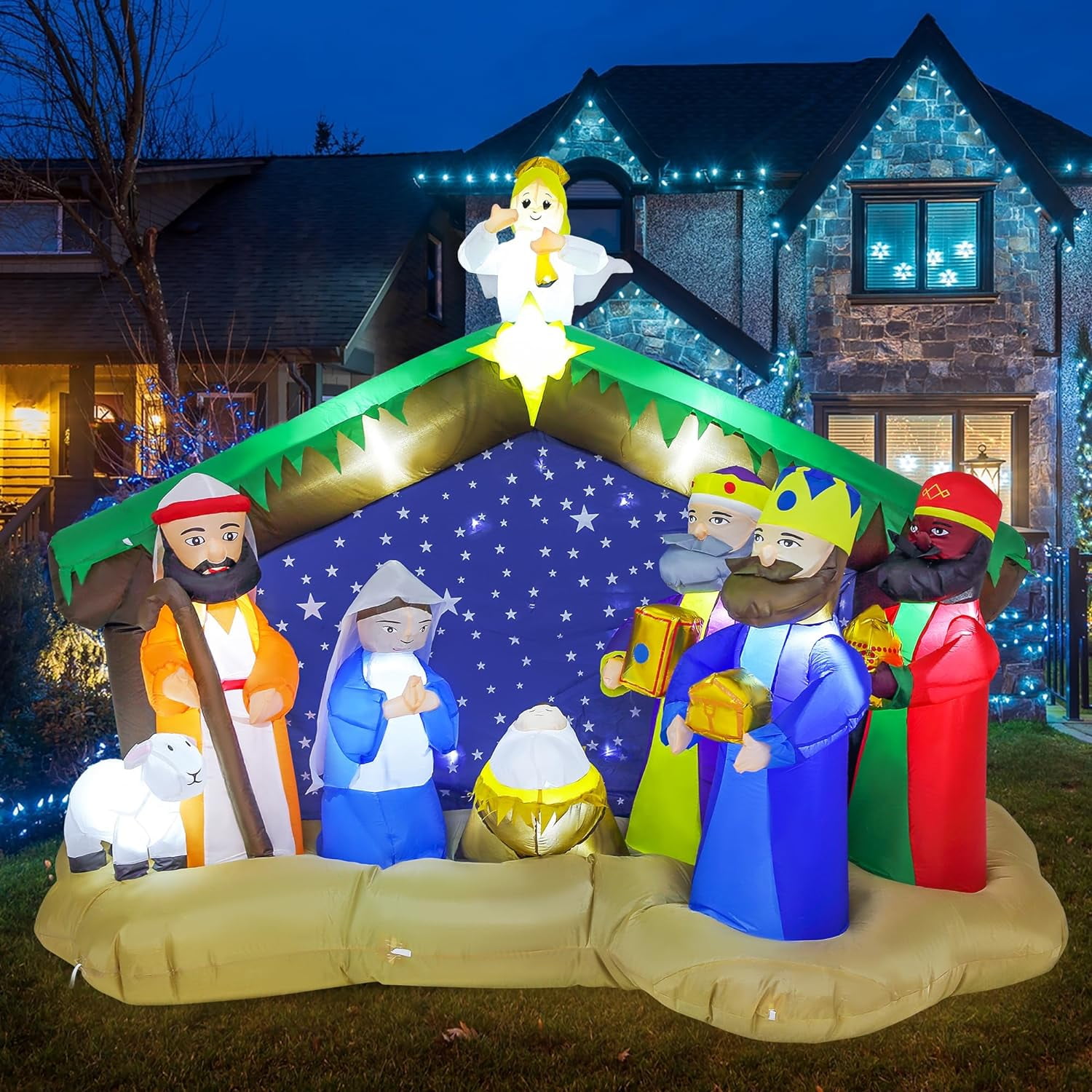 CHAOCHUANG 8 FT Christmas Inflatables Nativity Scene Outdoor