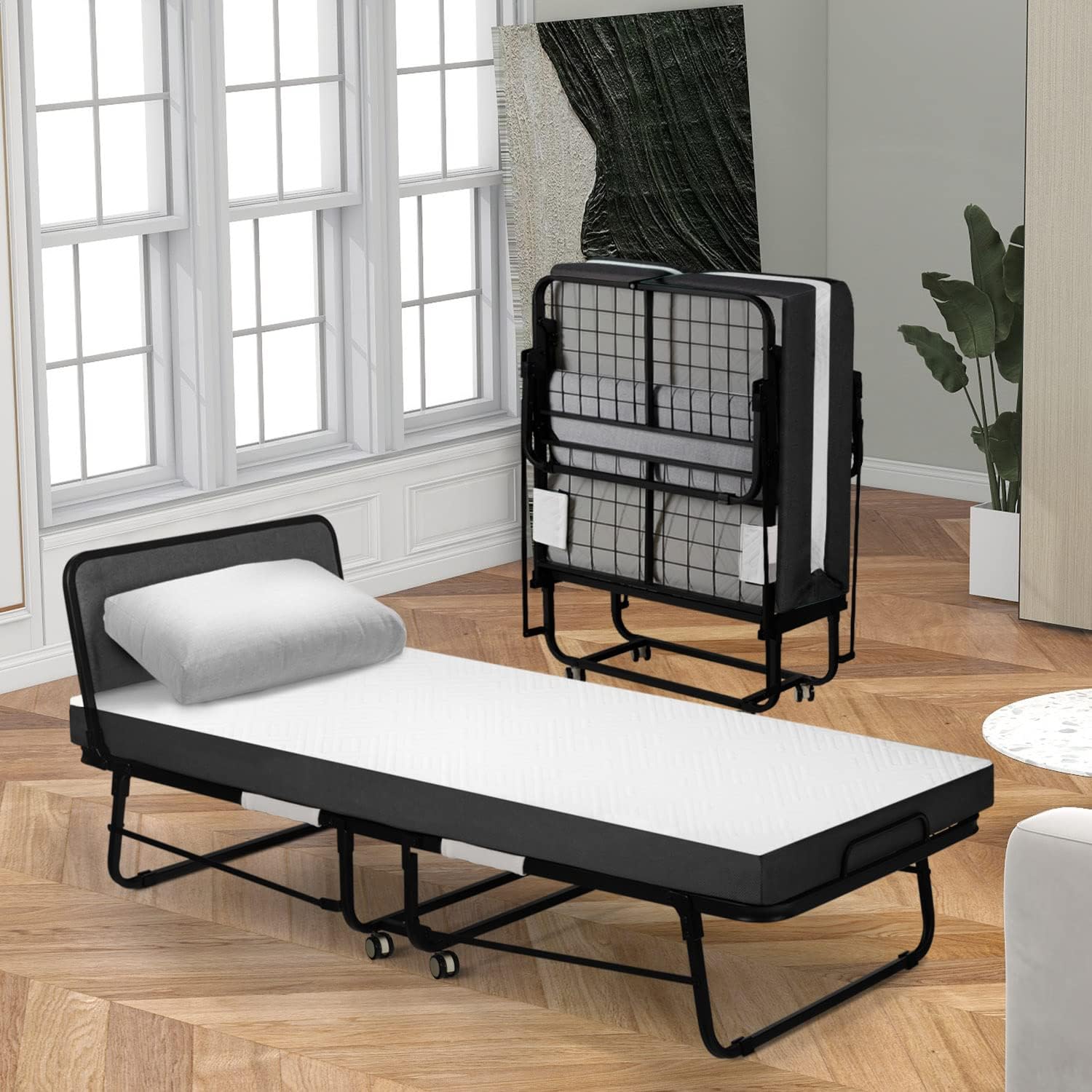 CHAOCHUANG Single Folding Bed with Memory Foam Mattress for Adults