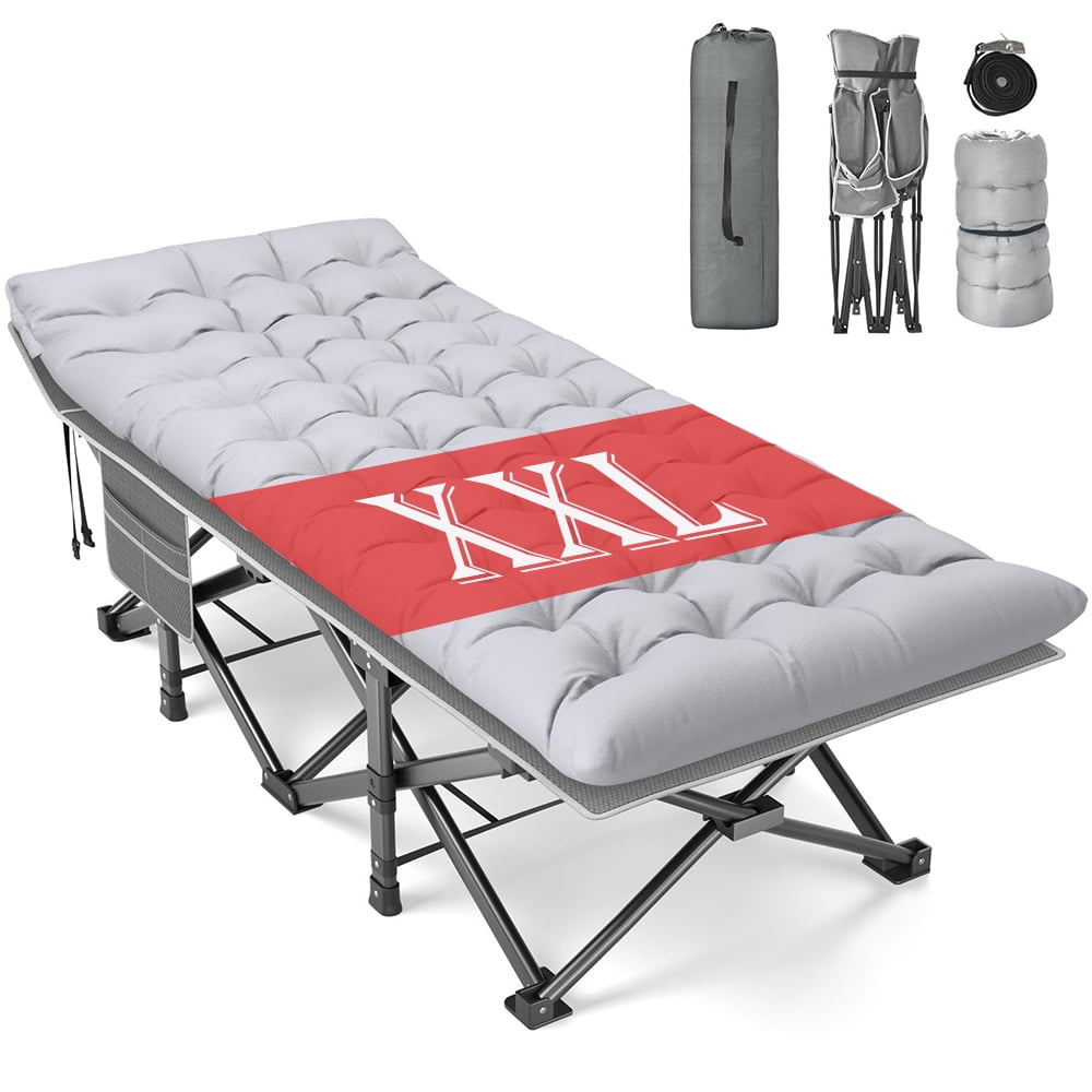 CHAOFEI Folding Camping Cot with Mattress Gray,Max Load 900lbs Cots for Sleeping Camp Cots for