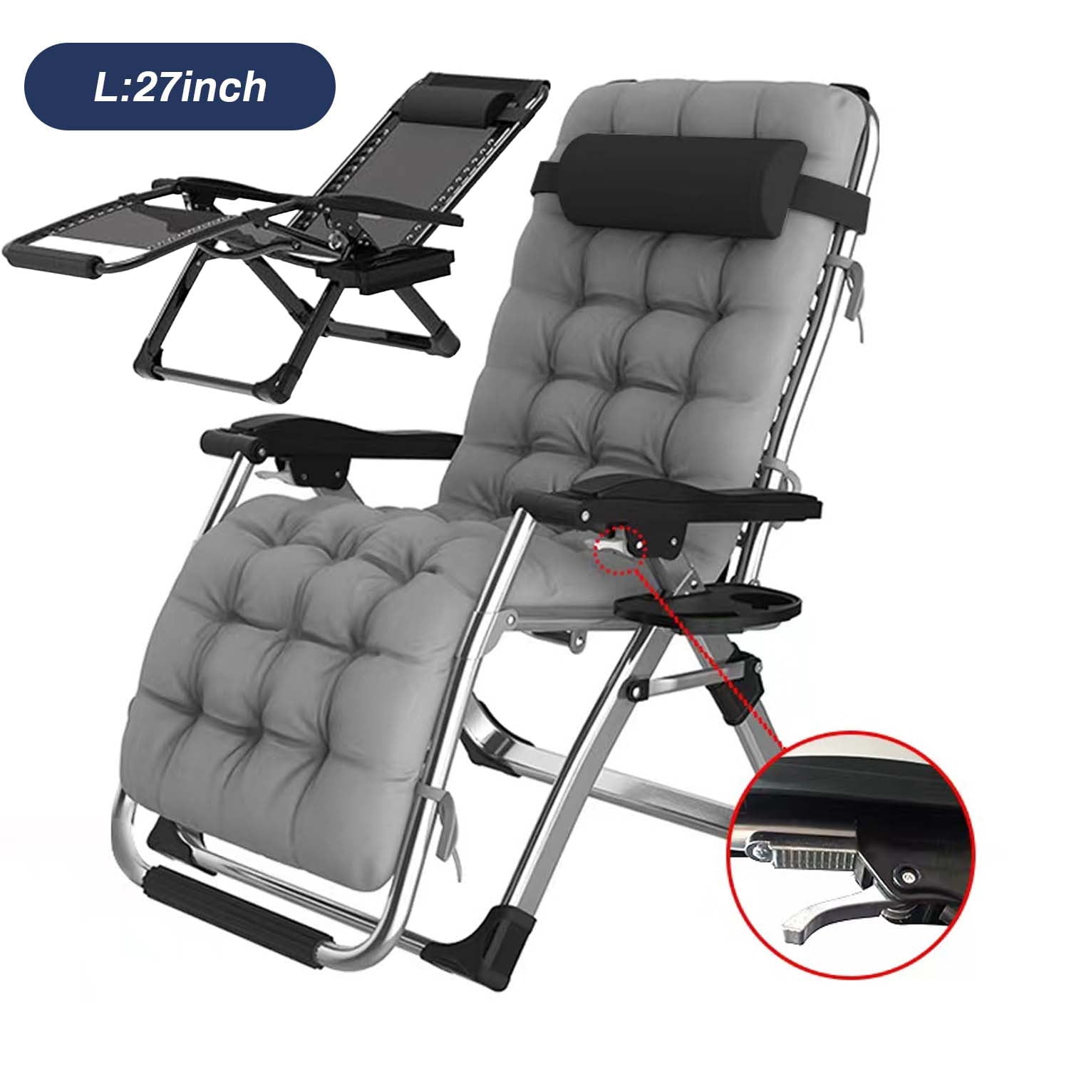 CHAOFEI Zero Gravity Chair, Lounge Chair w/Removable Cushion & Headrest ...