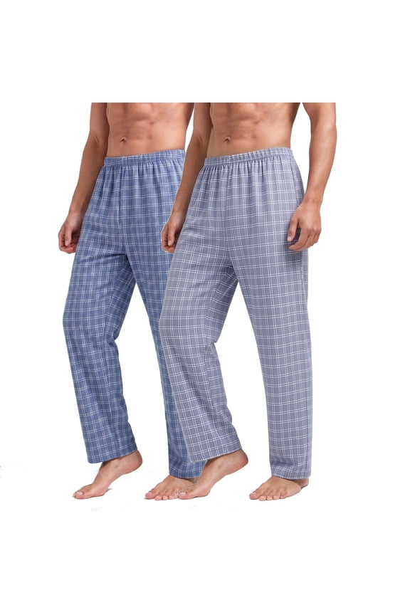 Men's Plaid Print Woven Pajama Pants Men's Plaid Fleece Pajama Pant Pajama Pants Lightweight Soft Sleep & Lounge Pants with Pockets SIZE:S,2 PACK