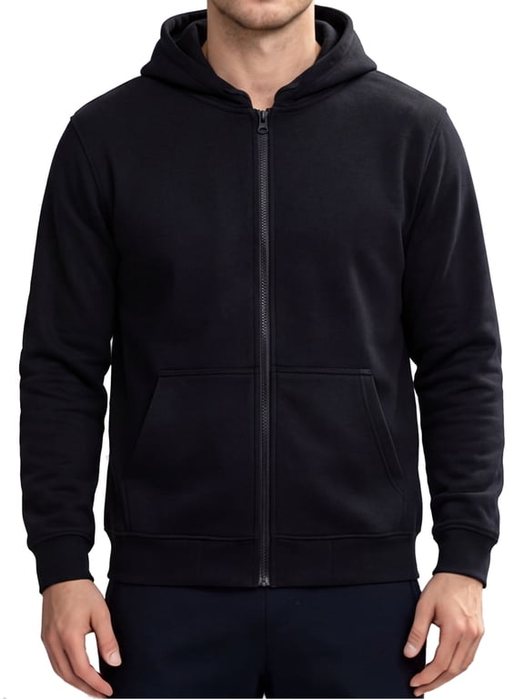 Men's Zip-Up Fleece Hoodies, Casual Sweatshirts, and Hooded Jackets Zip Hoodie Pullover Sweatshirt with Pockets COLOR BLACK,SIZE:XL