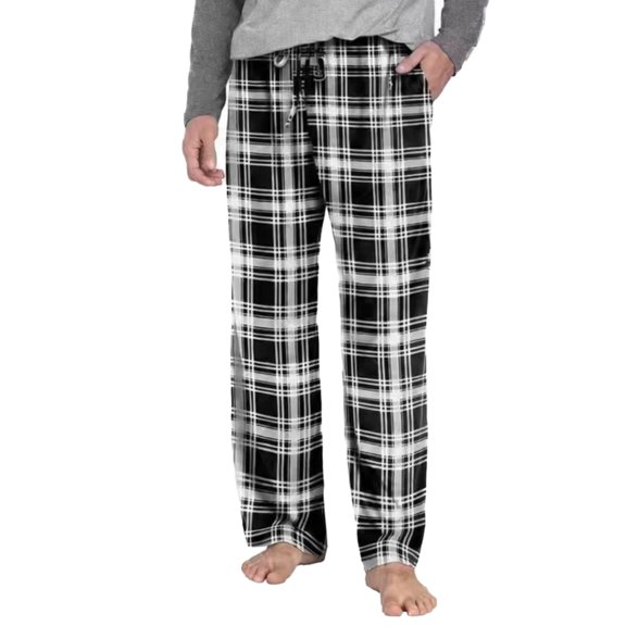 CHAOJISHE Mens Pajama Pants Lightweight Men's Woven Sleep Pant Pjs Bottoms Sleepwear Pajama Pants Plaid Sleep Lounge Pants with 2 Pockets SIZE:L