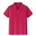 thumbnail image 1 of CHAOLEI Boys' Girl Big School Uniform Short Sleeve Summer Stain Guard Polo Shirts for Kids 100%Cotton -Hot Pink,4-5 Years, 1 of 6