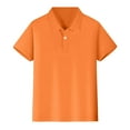 thumbnail image 1 of CHAOLEI Boys' Girl Big School Uniform Short Sleeve Summer Stain Guard Polo Shirts for Kids 100%Cotton -Z1 Orange,5-6 Years, 1 of 6