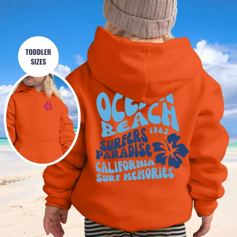 CHAOLEI Pink Palm Puff Hoodie for Kids Hoodie Long Sleeve Soft Sweatshirt Graphic Hoody Kids Cute Pullovers Top Clothes For Girls Orange 2 3 Years