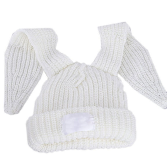 CHAOMA Rabbit Knit Hat Crochet Knitted Hat Skullies Beanie Long Ear Hat Cute Bunny Hat Rabbit Ears Hat Women Autumn Winter Warm