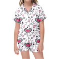 CHAOMO Girls Satin Pajamas Set, Silk Button-Down Love Heart Print ...