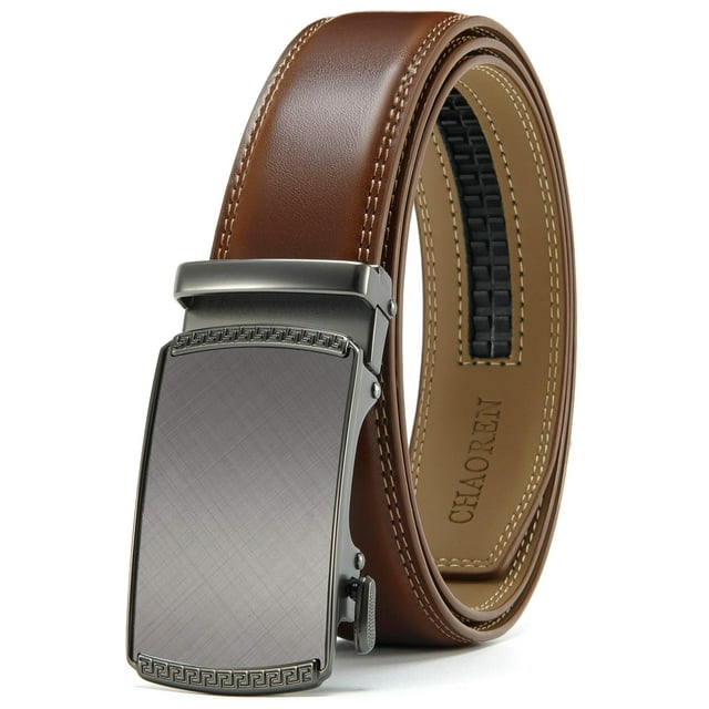 CHAOREN Mens Leather Belt in Gift Box, Ratchet Belt Adjustable Trim