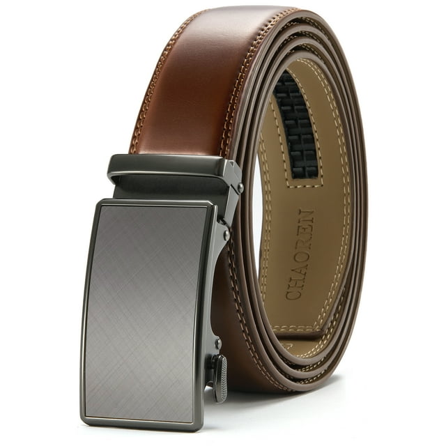 CHAOREN Mens Leather Belts in Gift Set, Ratchet Belt with Automatic Slide Buckle 1 3/8"(35mm