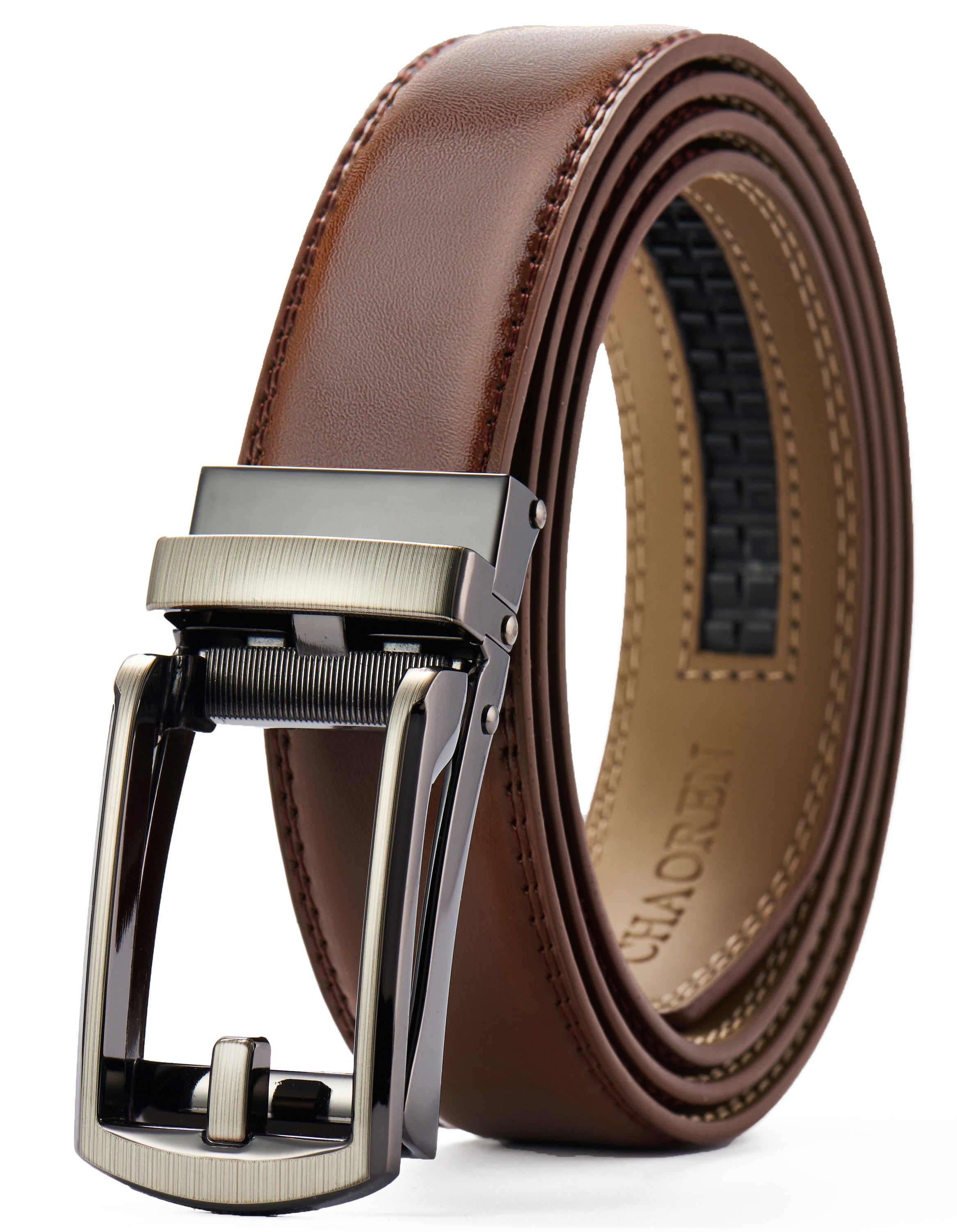 CHAOREN Mens Leather Dress Belt, Ratchet Belts Comfort with Click