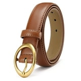 CHAOREN Women Leather Belt with Gold Buckle, Fashion Ladies Belt for ...