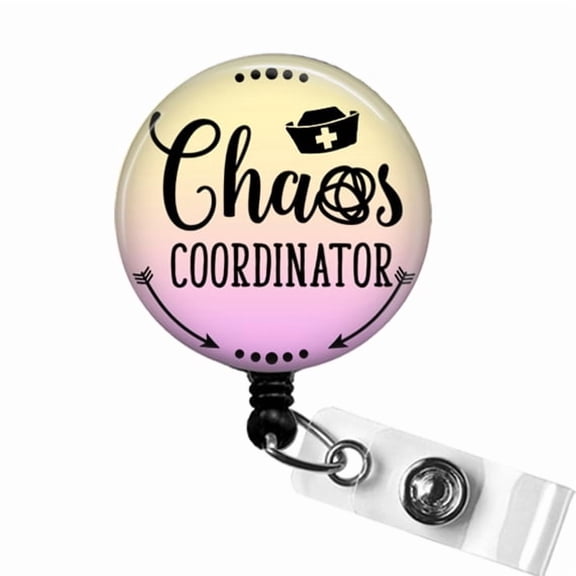 Chaos Coordinator Badge Reel Funny Nurse Manager or Charge Nurse ID Clip, Healthcare Staff Gift | Scrapheart