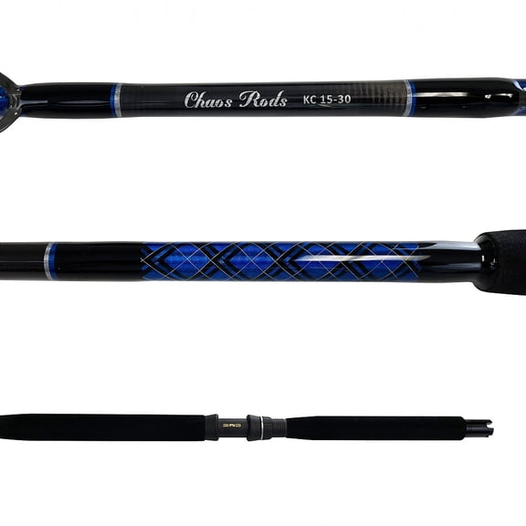 CHAOS KC Classic Series Live Bait Composite | 15-30, 7FT CHAOS Royal, Silver Conventional Rod