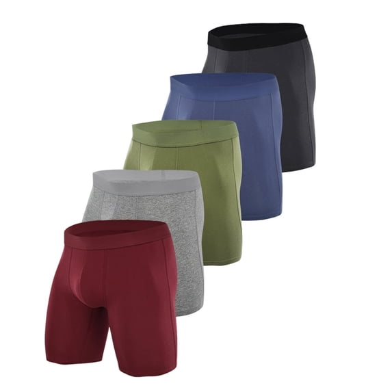 CHAOYUNYI Men's Cool & Breathable Cotton Moisture-Wicking Boxer Briefs, Multicolor (5-Pack)