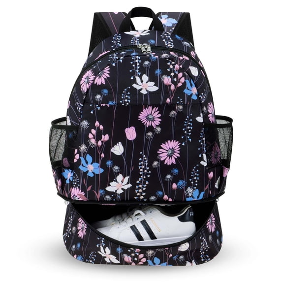 CHAOYUNYI Dry Wet Gym Backpack with Shoe Compartment for Women Water Resistant Sports Bag for Swimming Beach Yoga Travel, Dreamy Flower L
