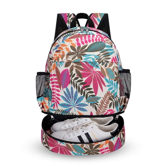 CHAOYUNYI Dry Wet Gym Backpack with Shoe Compartment for Women Water Resistant Sports Bag for Swimming Beach Yoga Travel, Maple Magenta M