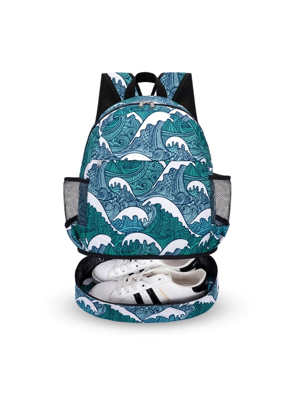 Dry Wet Gym Backpack with Shoe Compartment and Wet Pocket for Women Water Resistant Sports Bag for Swimming Beach Yoga Travel, Tide M