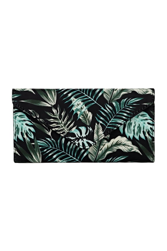 Envelope Wallet for Women Ultra Slim Credit Card Case with Zip Coin Pocket 8 Card Slots 2 ID Window, Banana Leaf