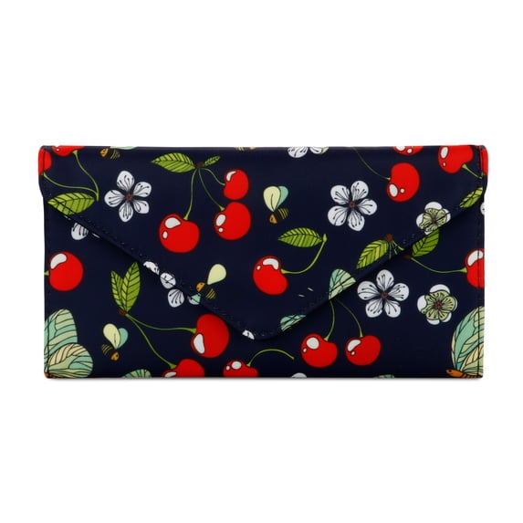 CHAOYUNYI Slim Card Wallet for Women - Water Resistant Envelope Style Multi-card Holder, Ultra Thin, Cherry