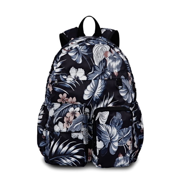 CHAOYUNYI Women's Water-resistant Daypack Backpack, 15.6 Inch Laptop Compartment & Anti-Theft Pocket, Adjustable Padded Straps for Commuting, Travel, Work, College, Hawaii Flower