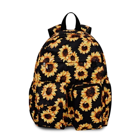 CHAOYUNYI Women's Water-resistant Daypack Backpack, 15.6 Inch Laptop Compartment & Anti-Theft Pocket, Adjustable Padded Straps for Commuting, Travel, Work, College, Sunflower