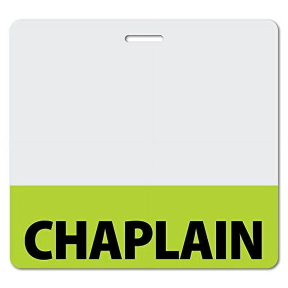 CHAPLAIN Heavy Duty Horizontal Light Green (100 pack) - Spill & Tear Proof Cards - 2 Sided USA Printed Quick Role Identifier ID Tag Backer by BadgeZoo