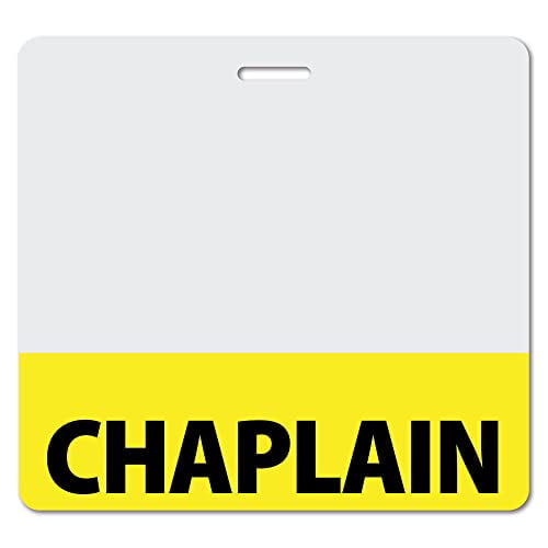 CHAPLAIN Heavy Duty Horizontal Yellow (100 pack) - Spill & Tear Proof Cards - 2 Sided USA Printed Quick Role Identifier ID Tag Backer by BadgeZoo