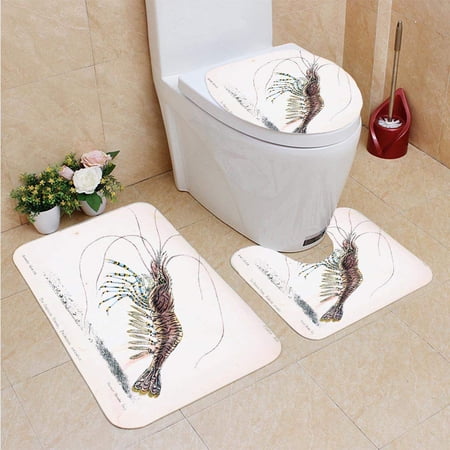 CHAPLLE 3 Piece Bathroom Rugs Set Bath Rug Contour Mat and Toilet Lid Cover